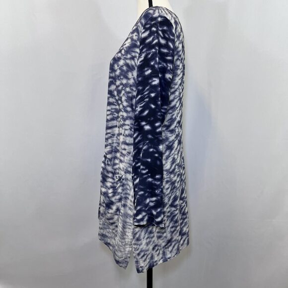 Soft Surroundings long sleeve pockets tie dye tunic blouse blue gray womens M - Picture 4 of 12